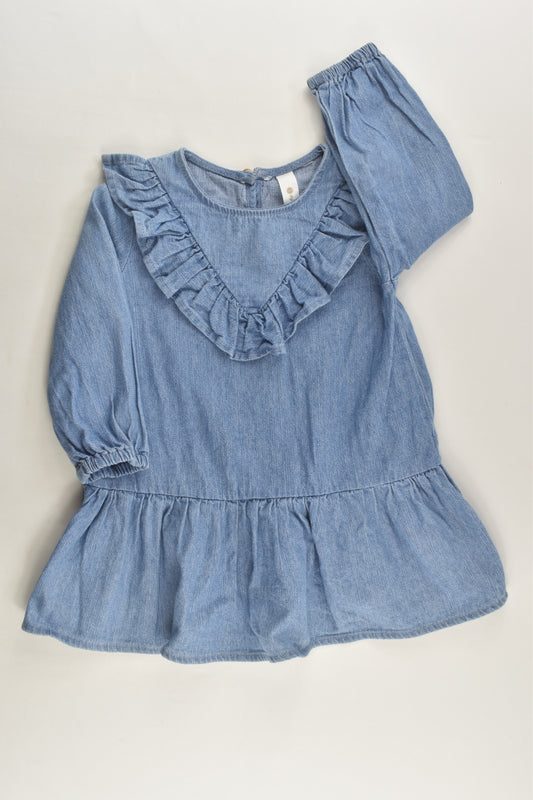 Dymples Size 1 Ruffle Front Denim Dress