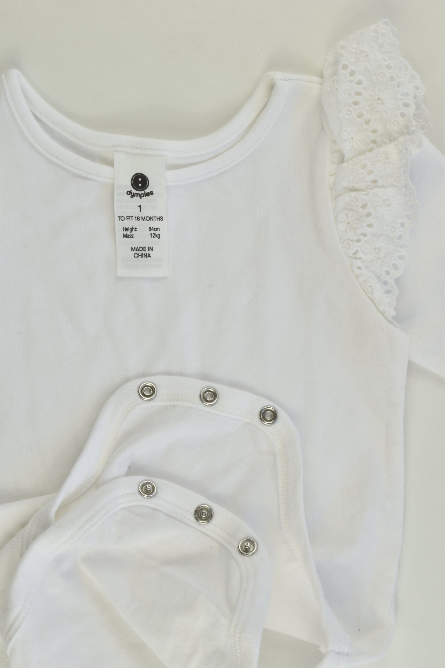 Dymples Size 1 White Lace Ruffle Sleeve Bodysuit