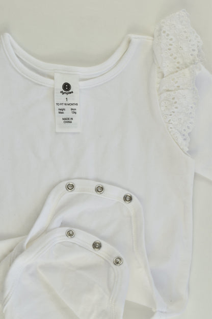 Dymples Size 1 White Lace Ruffle Sleeve Bodysuit