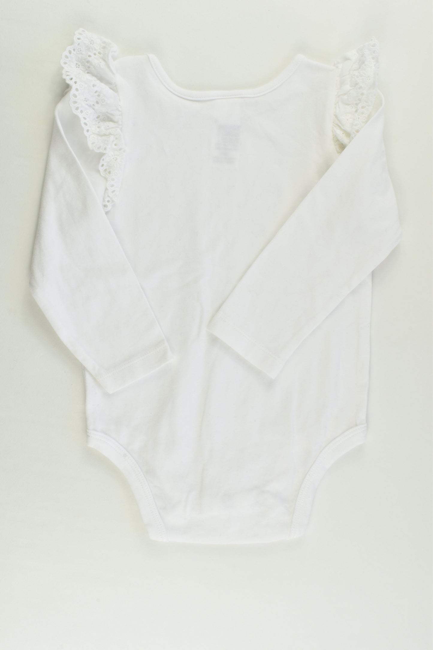 Dymples Size 1 White Lace Ruffle Sleeve Bodysuit