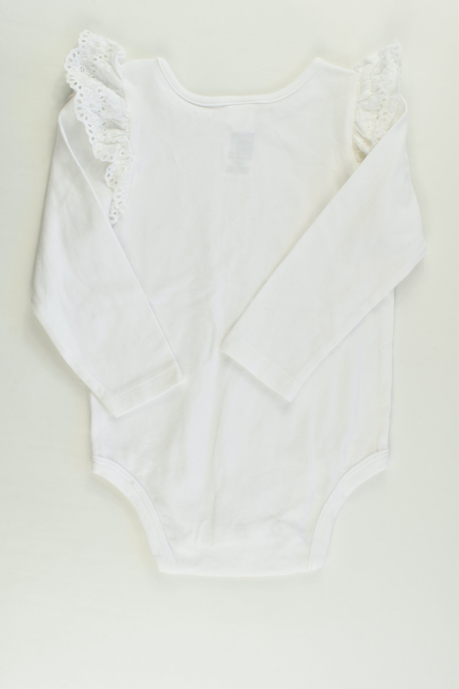 Dymples Size 1 White Lace Ruffle Sleeve Bodysuit