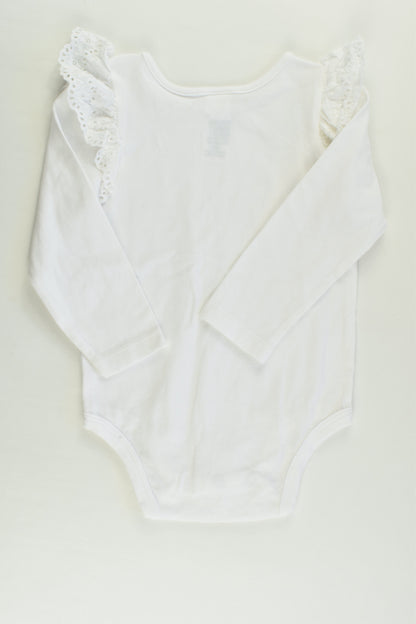 Dymples Size 1 White Lace Ruffle Sleeve Bodysuit