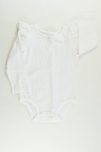 Dymples Size 1 White Lace Ruffle Sleeve Bodysuit