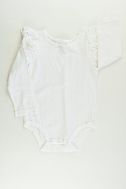 Dymples Size 1 White Lace Ruffle Sleeve Bodysuit