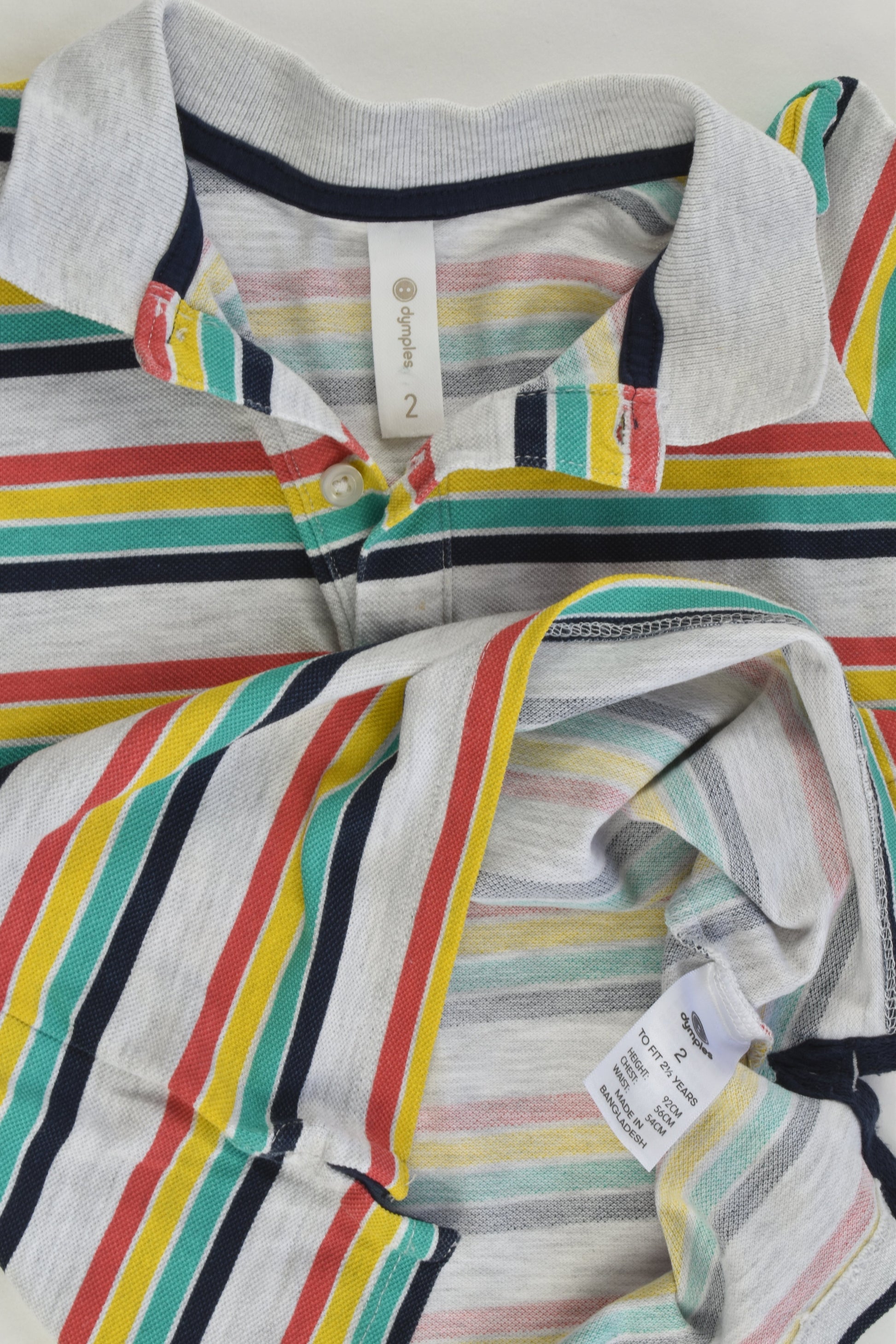 Dymples Size 2 Colorful Stripes Polo Shirt