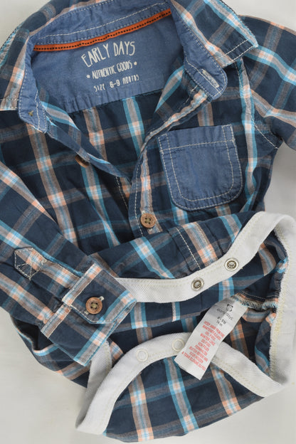 Early Days Size 0 (6-9 months) Checked Collared Bodysuit