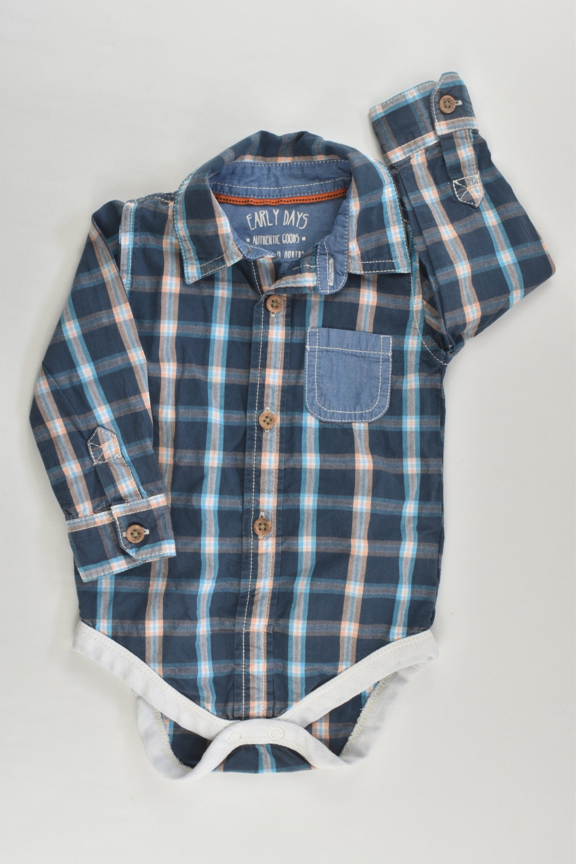 Early Days Size 0 (6-9 months) Checked Collared Bodysuit