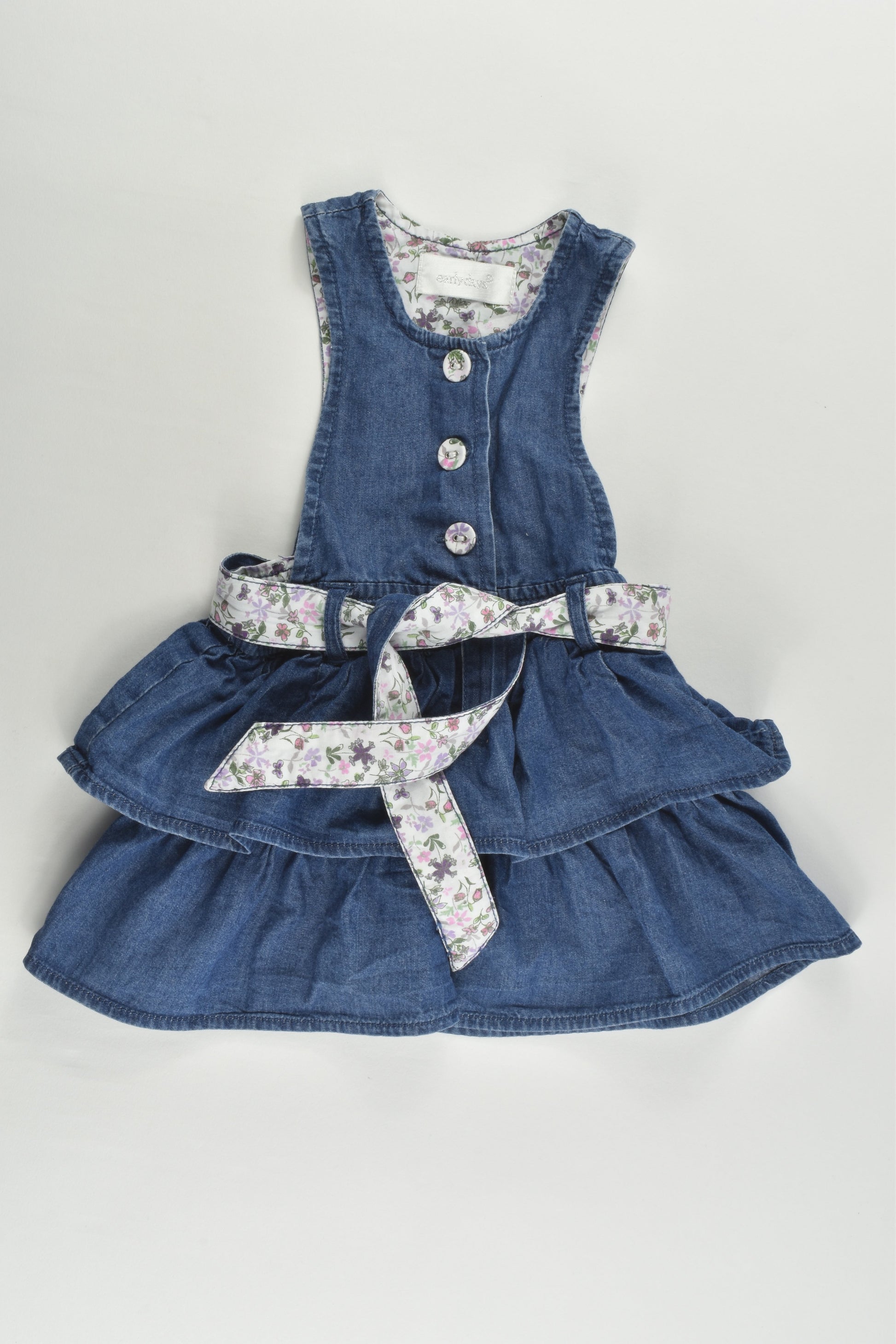 Early Days Size 00 (68 cm) Lightweight Denim Dress with Floral Details
