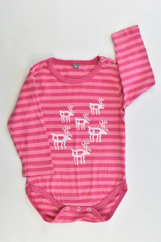 Erja Raittinen (Finland) Size 60 cm (00) Reindeer Striped Bodysuit