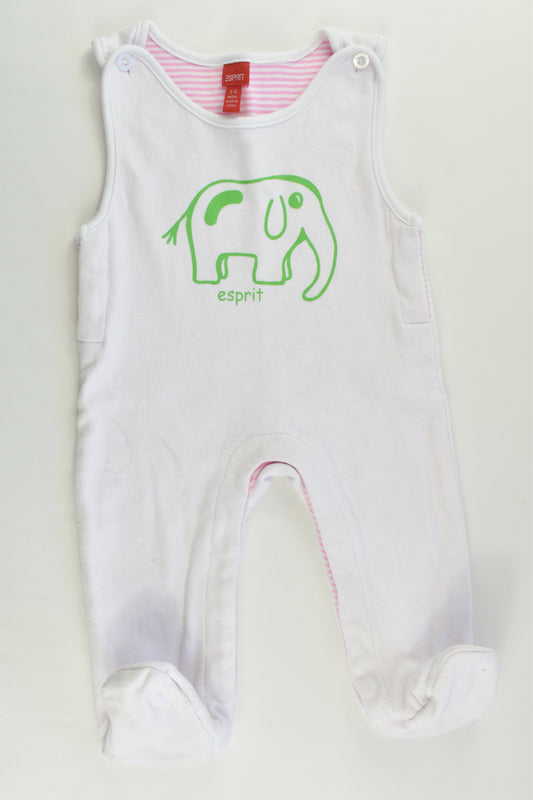 Esprit Size 00 (3-6 months) Lined Footed Elephant Overalls