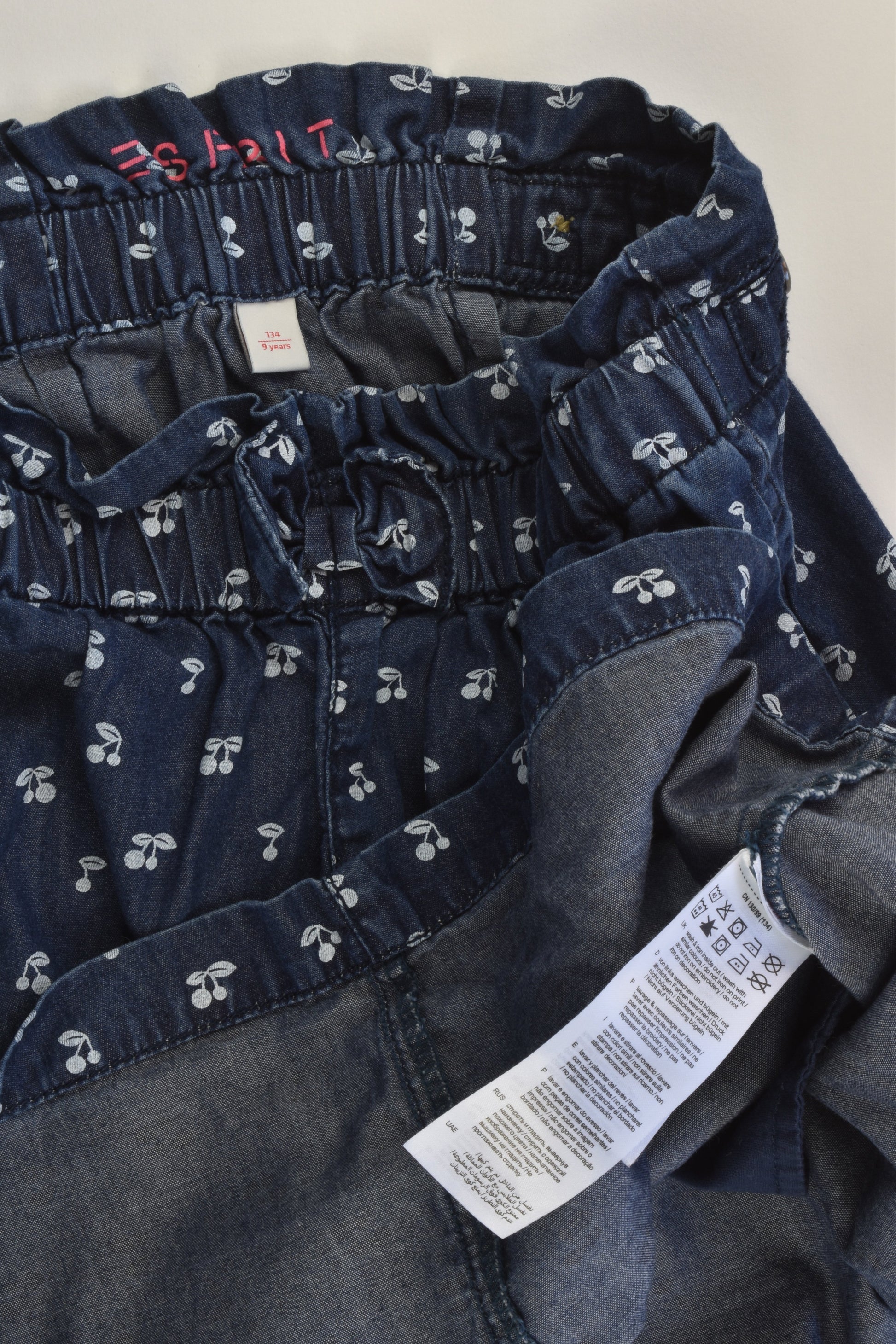 Esprit Size 9 (134 cm) Lightweight Cherries Denim Dress