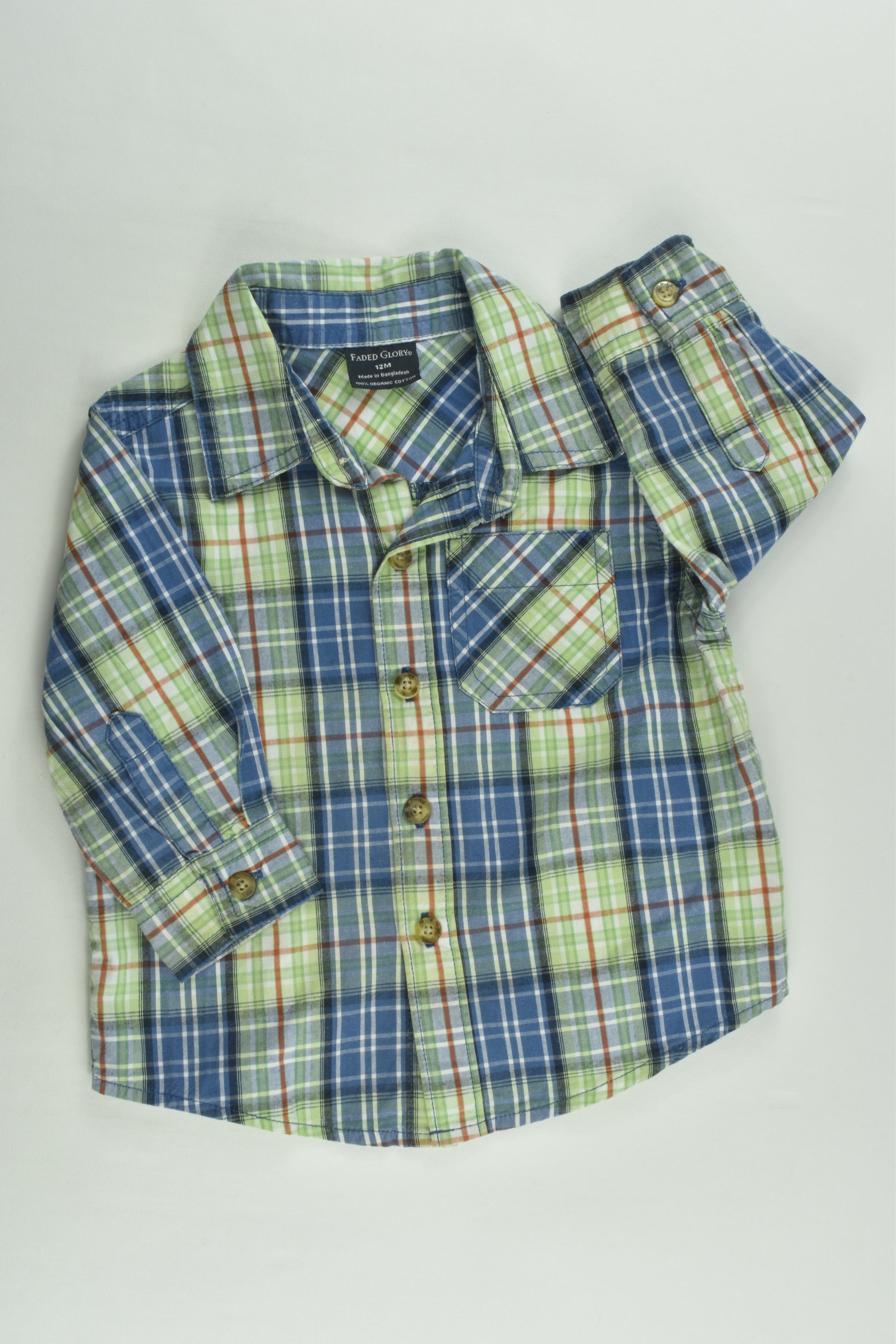 Faded Glory Size 0 (12 months) Organic Checked Shirt
