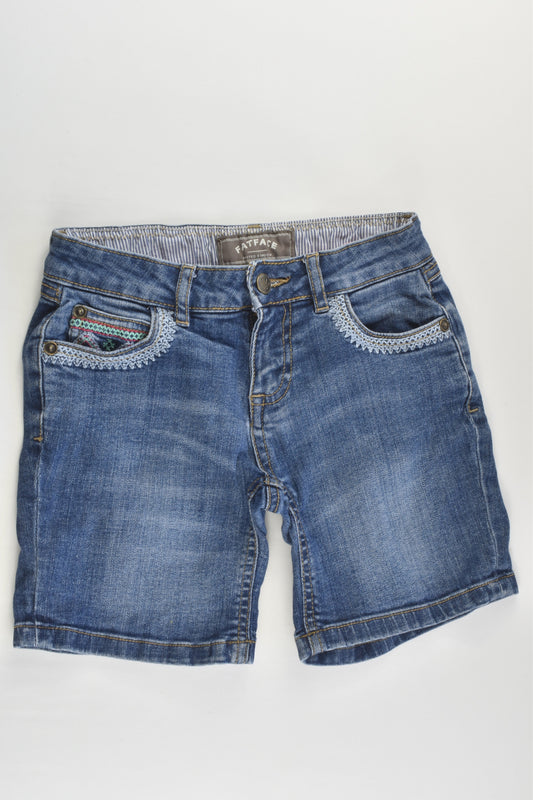 FatFace Size 6-7 Stretchy Denim Shorts with Embroidery