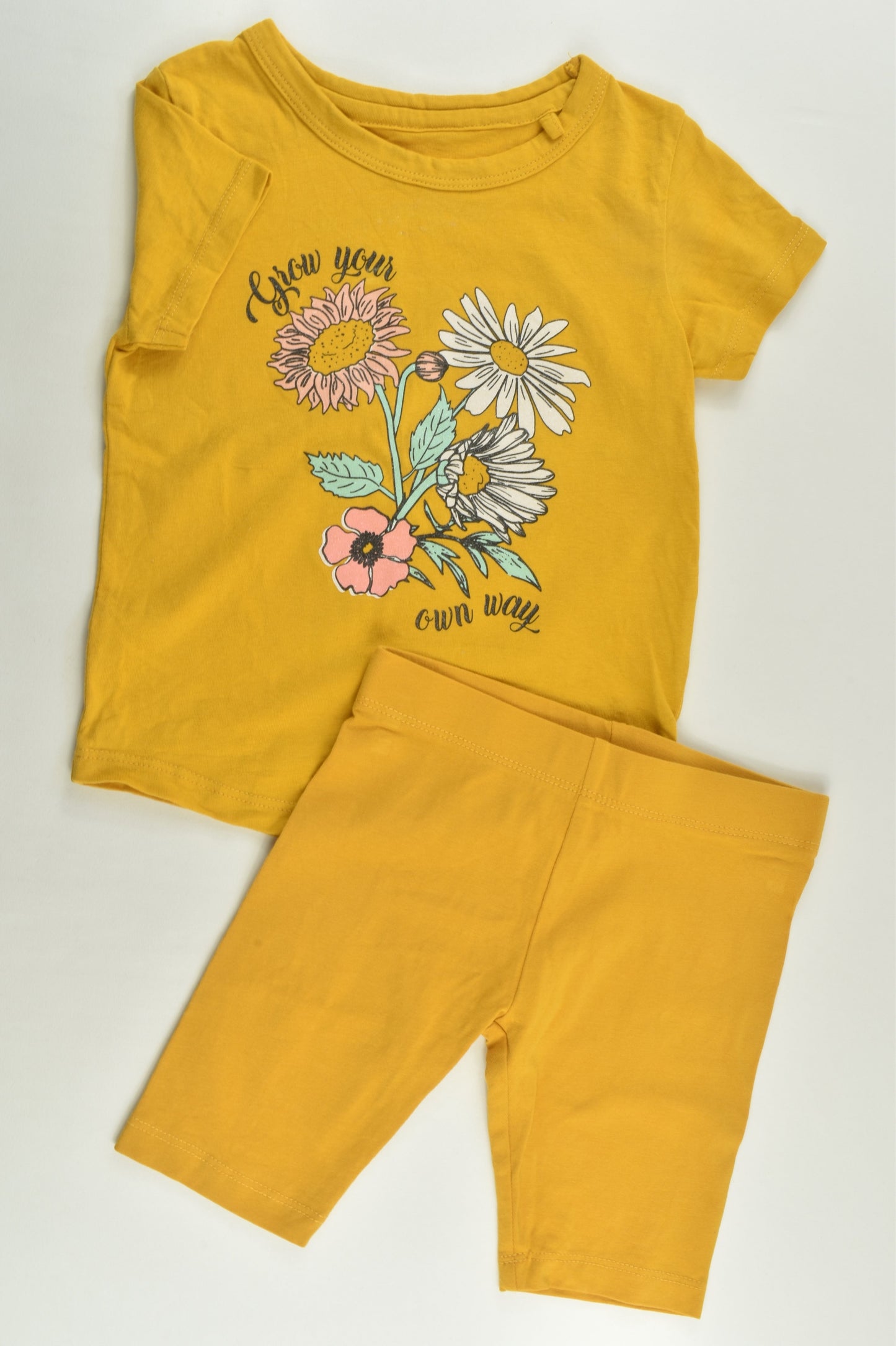 Favourites Size 2 'Grow Your Own Way' Mustard T-shirt and Shorts