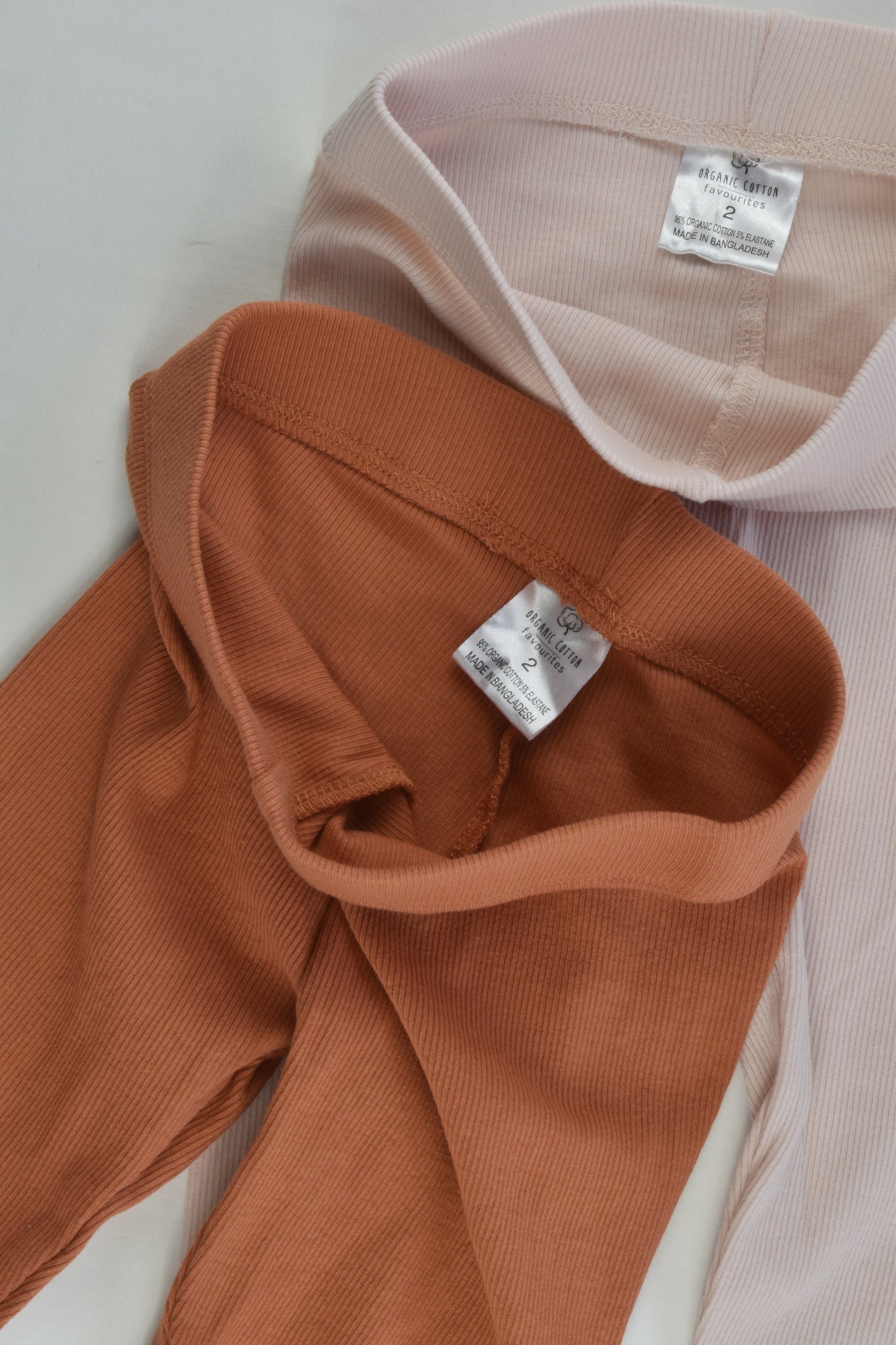 Favourites Size 2 Organic cotton 2 x Ribbed Leggings