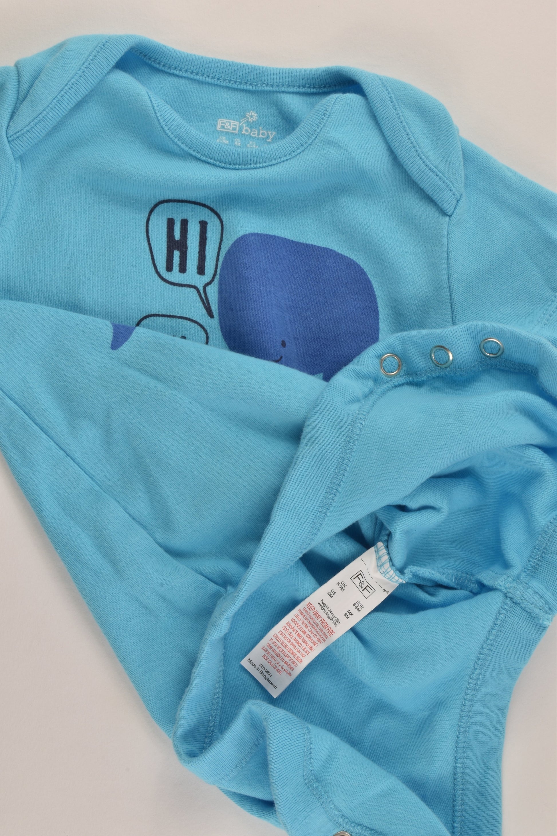 F&F Size 0 (6-9 months, 74 cm) Whale and Shark Bodysuit