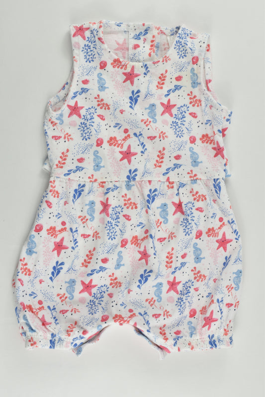 F&F Size 00 (3-6 months) Sea Horses and Starfish Playsuit