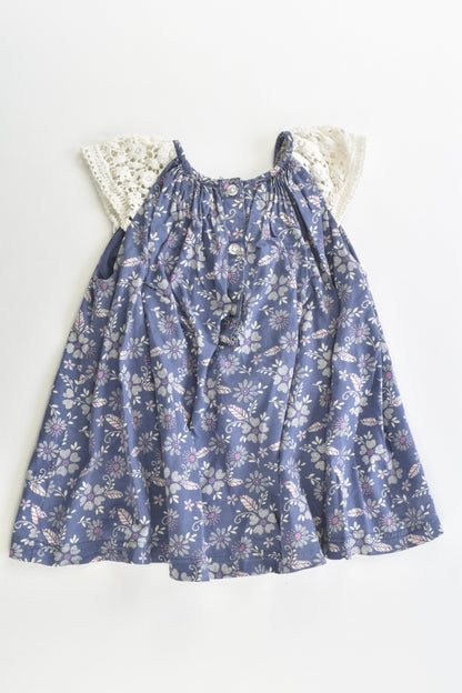 F&F Size 1 (12-18 months, 86 cm) Lined Floral Dress