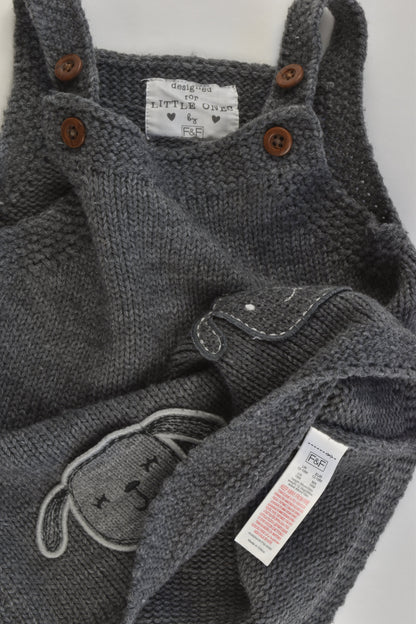 F&F Size 1 (12-18 months) Animal Pockets Knitted Dress