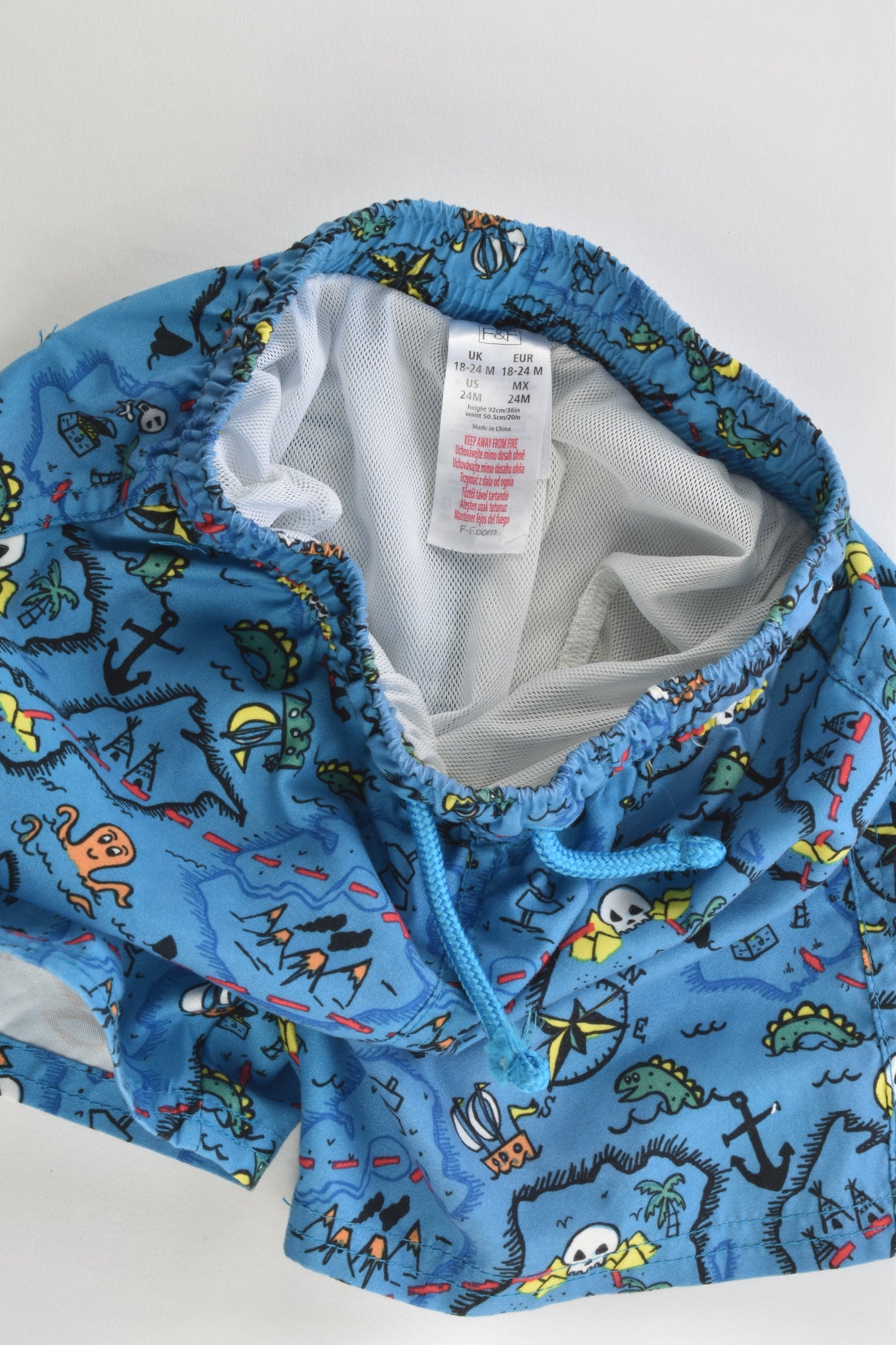 F&F Size 2 (18-24 months) Pirate Map Board Shorts