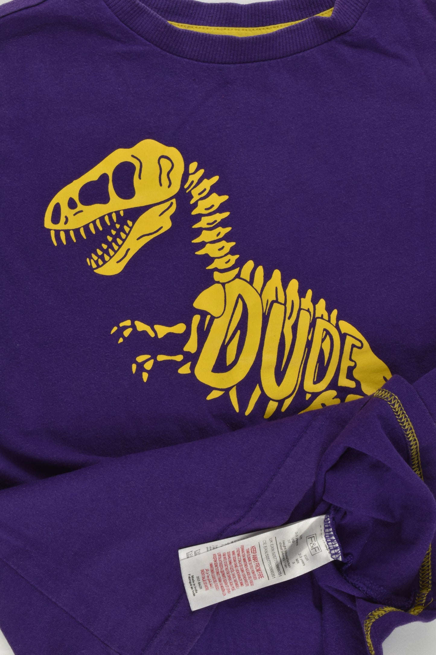 F&F Size 2-3 (98 cm) Dinosaur 'Dude' T-shirt