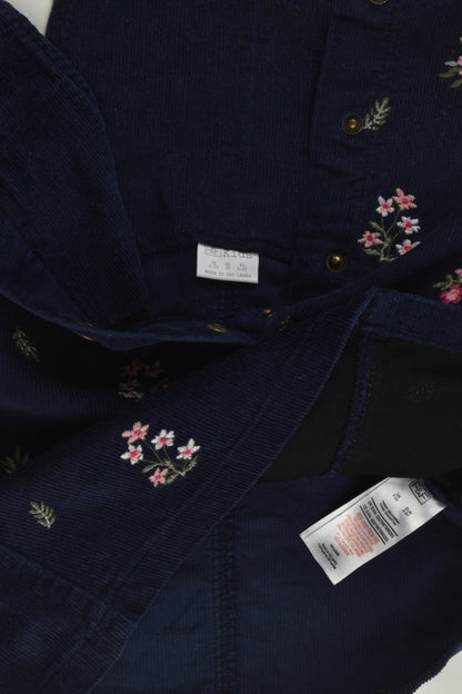 F&F Size 2-3 Cord Pinafore Dress with Floral Embroidery