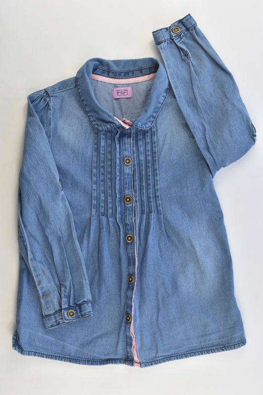 F&F Size 3-4 (104 cm) Soft Collared Denim Shirt