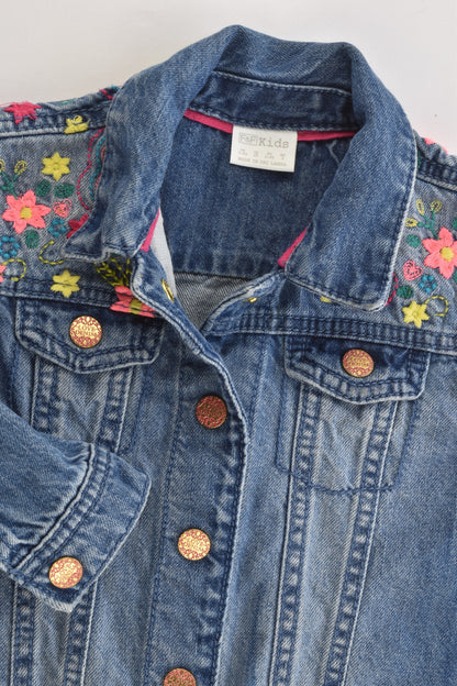 F&F Size 3-4 Denim Jacket with Floral Embroidery