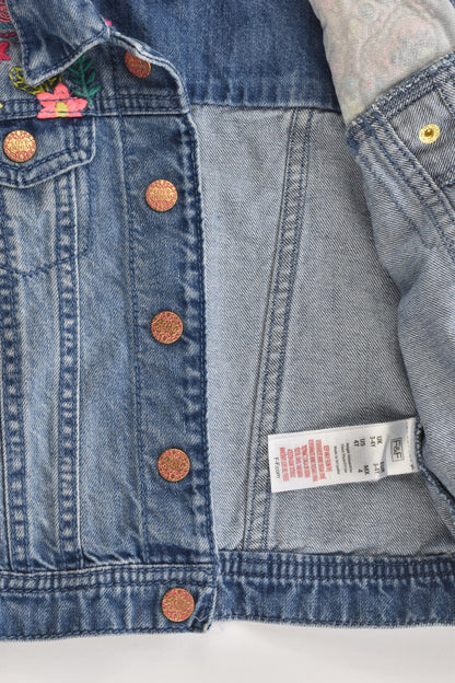 F&F Size 3-4 Denim Jacket with Floral Embroidery