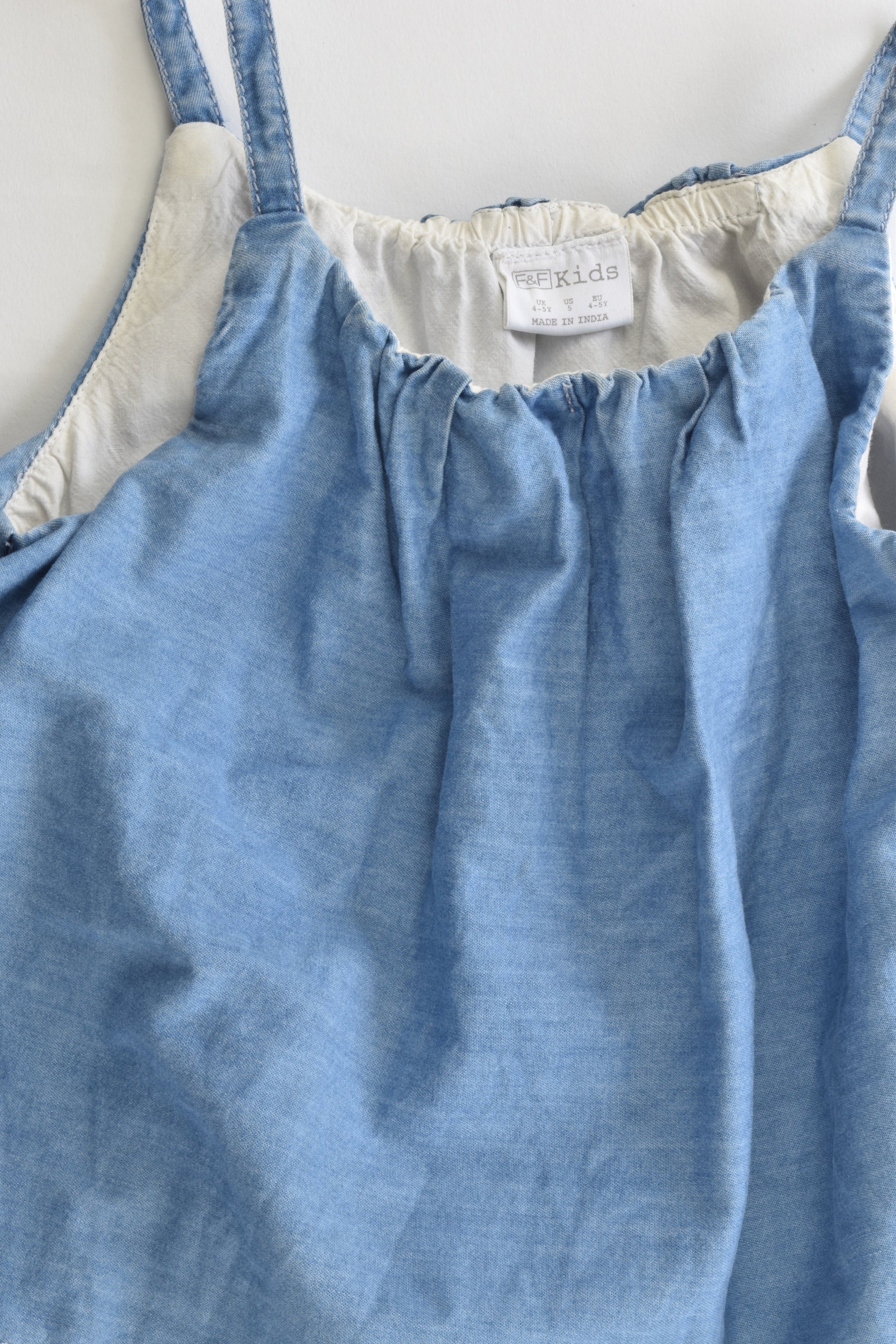 F&F (UK) Size 4-5 Soft Denim Dress with Lace Details