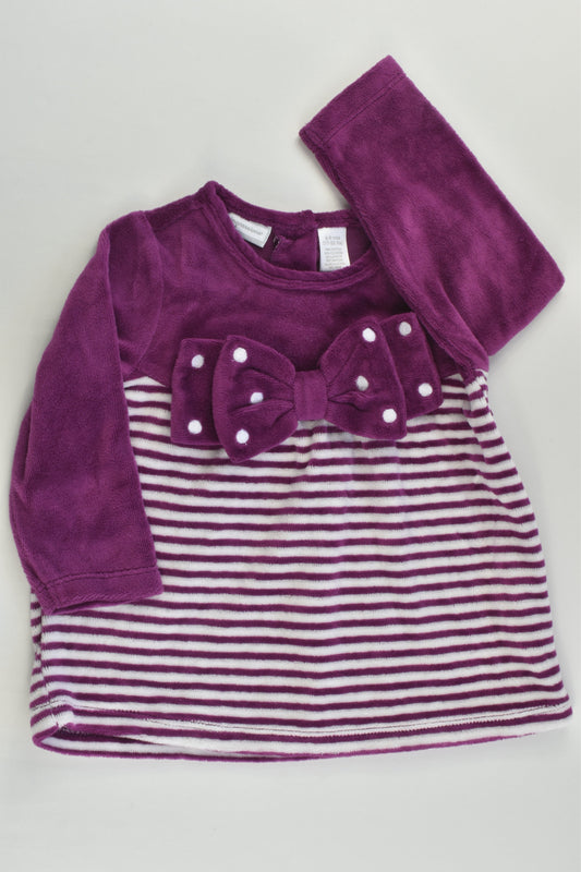 First Impressions Size 0 (6-9 months) Velour Tunic/Blouse with Bow