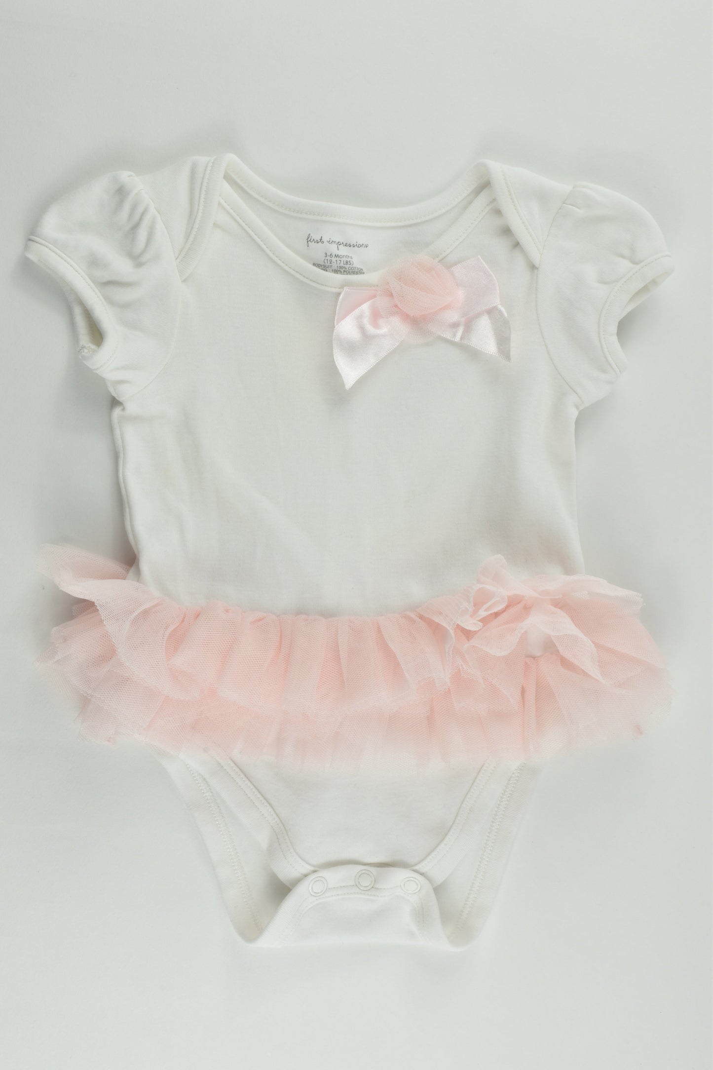 First Impressions Size 00 (3-6 months) White Tulle Bodysuit