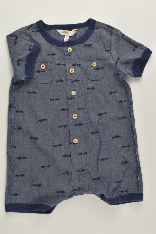 Fox & Finch Size 00 (6 months) Short Cars Lightweight Denim Playsuit