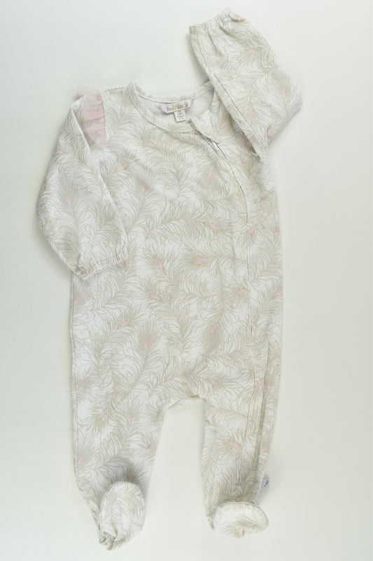 Fox & Finch Size 00 Peacock Feathers Footed Romper