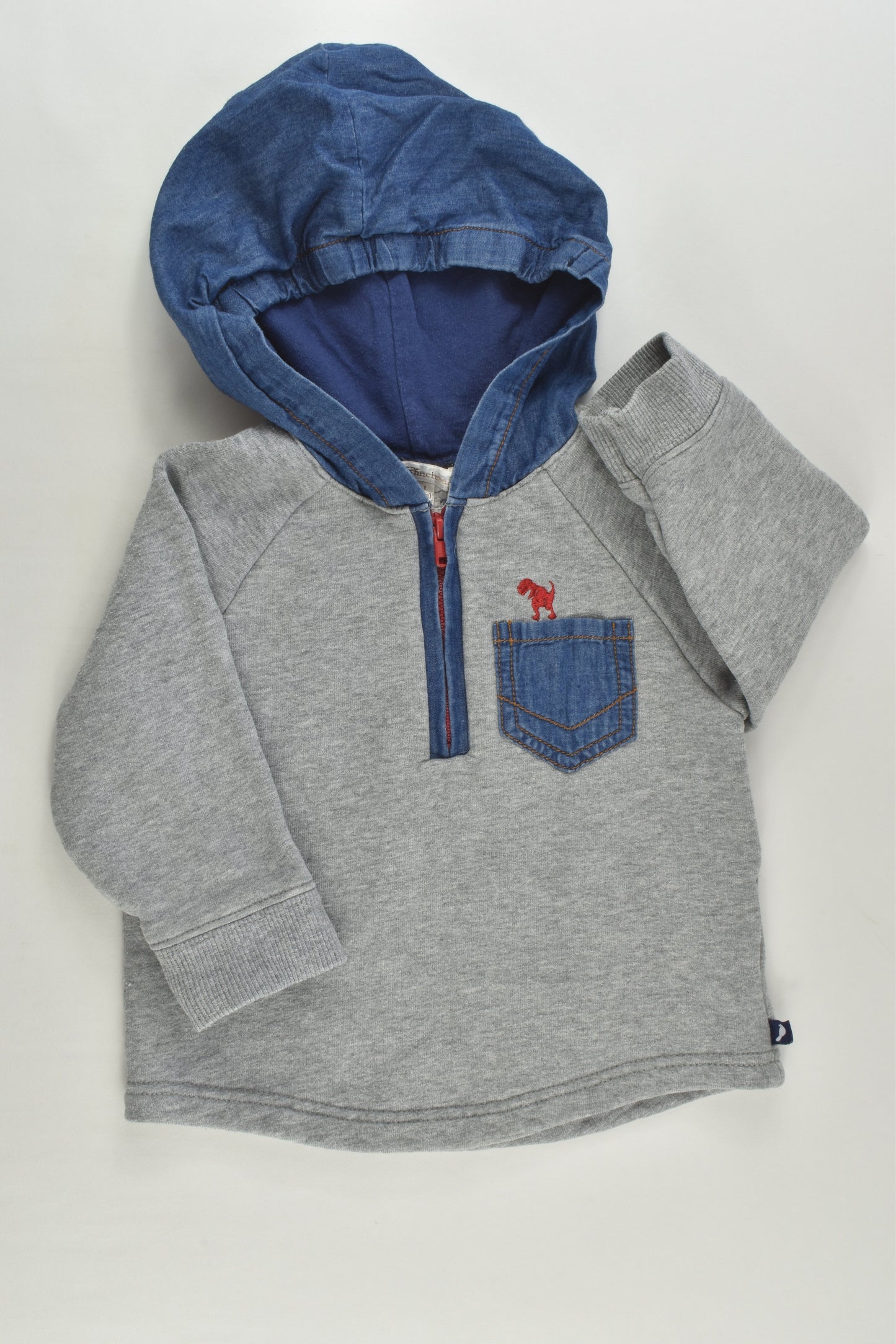 Fox & Finch Size 1 (12 months) Sweater with Denim Hood