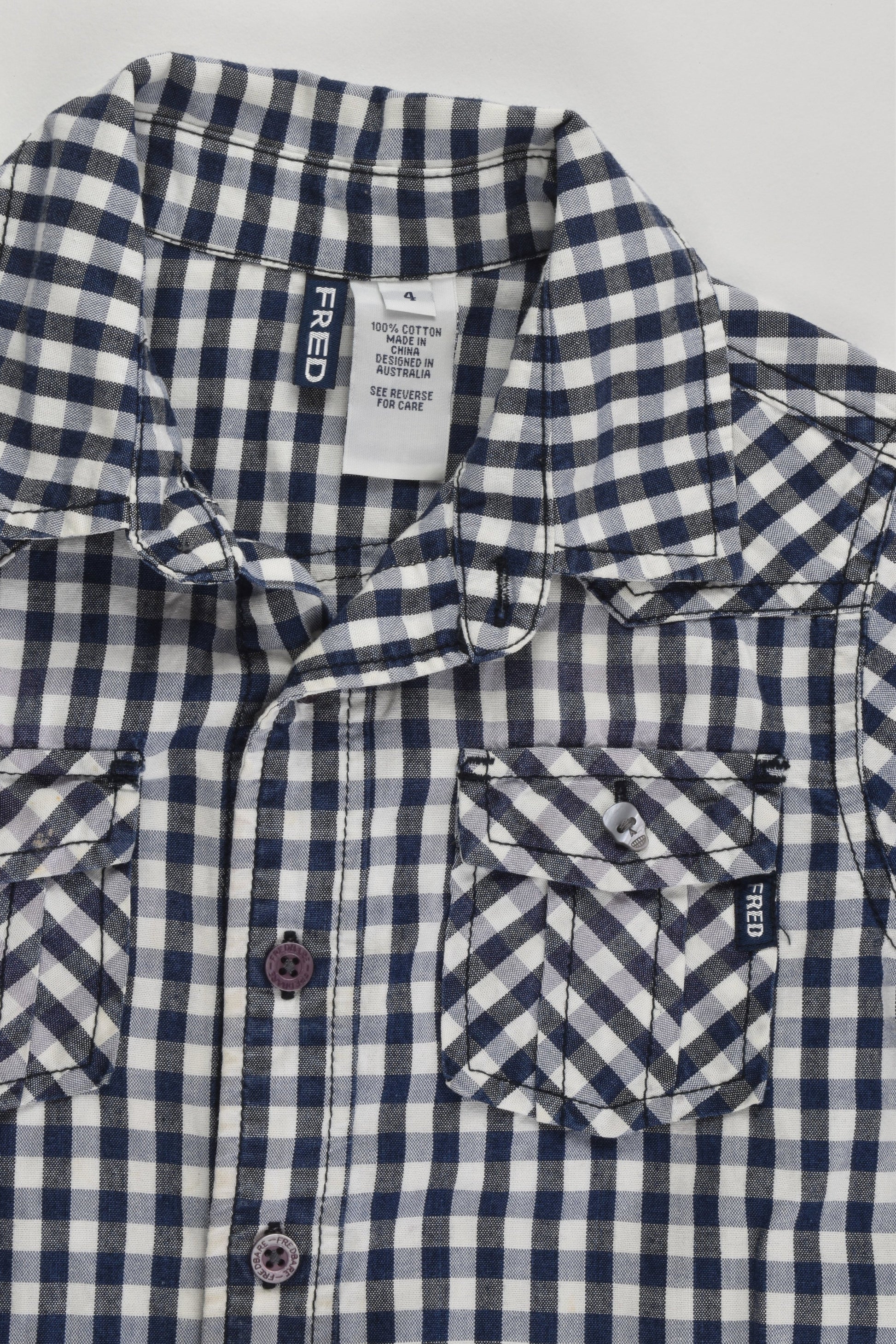 Fred Bare Size 4 Checked Collared Shirt