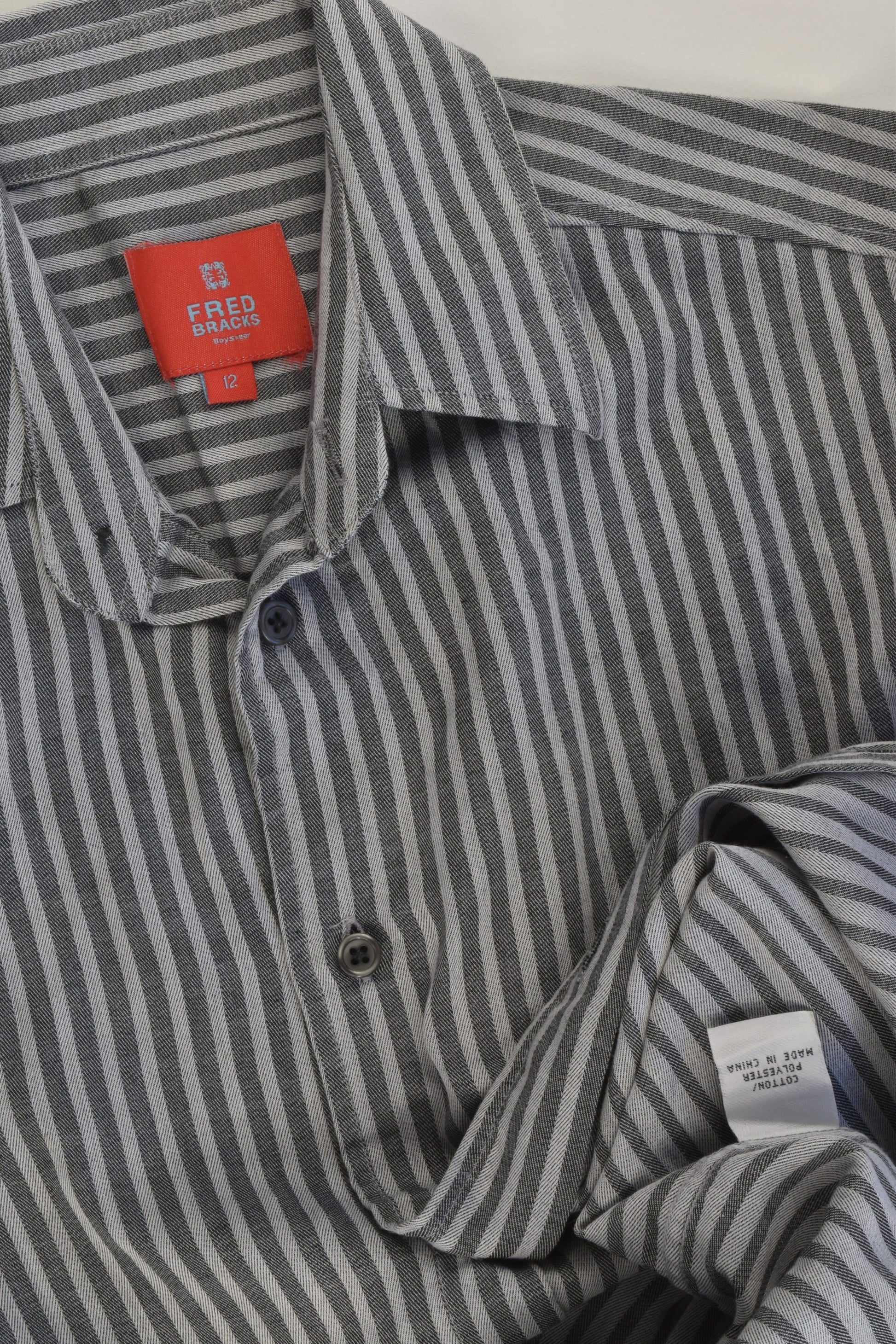Fred Bracks Size 12 Striped Collared Shirt