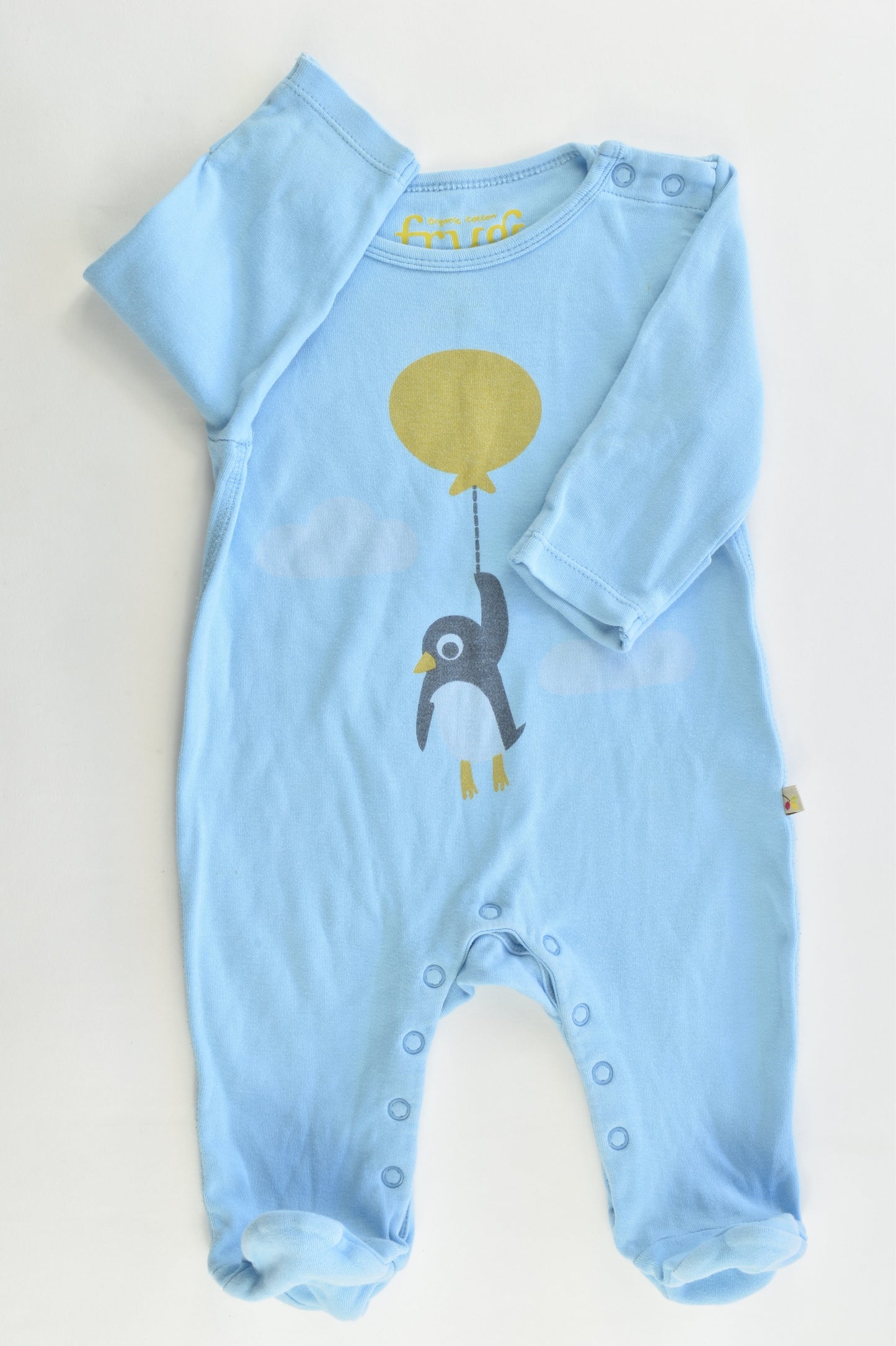 Frugi Size Newborn (000) Organic Cotton Footed Penguin Romper