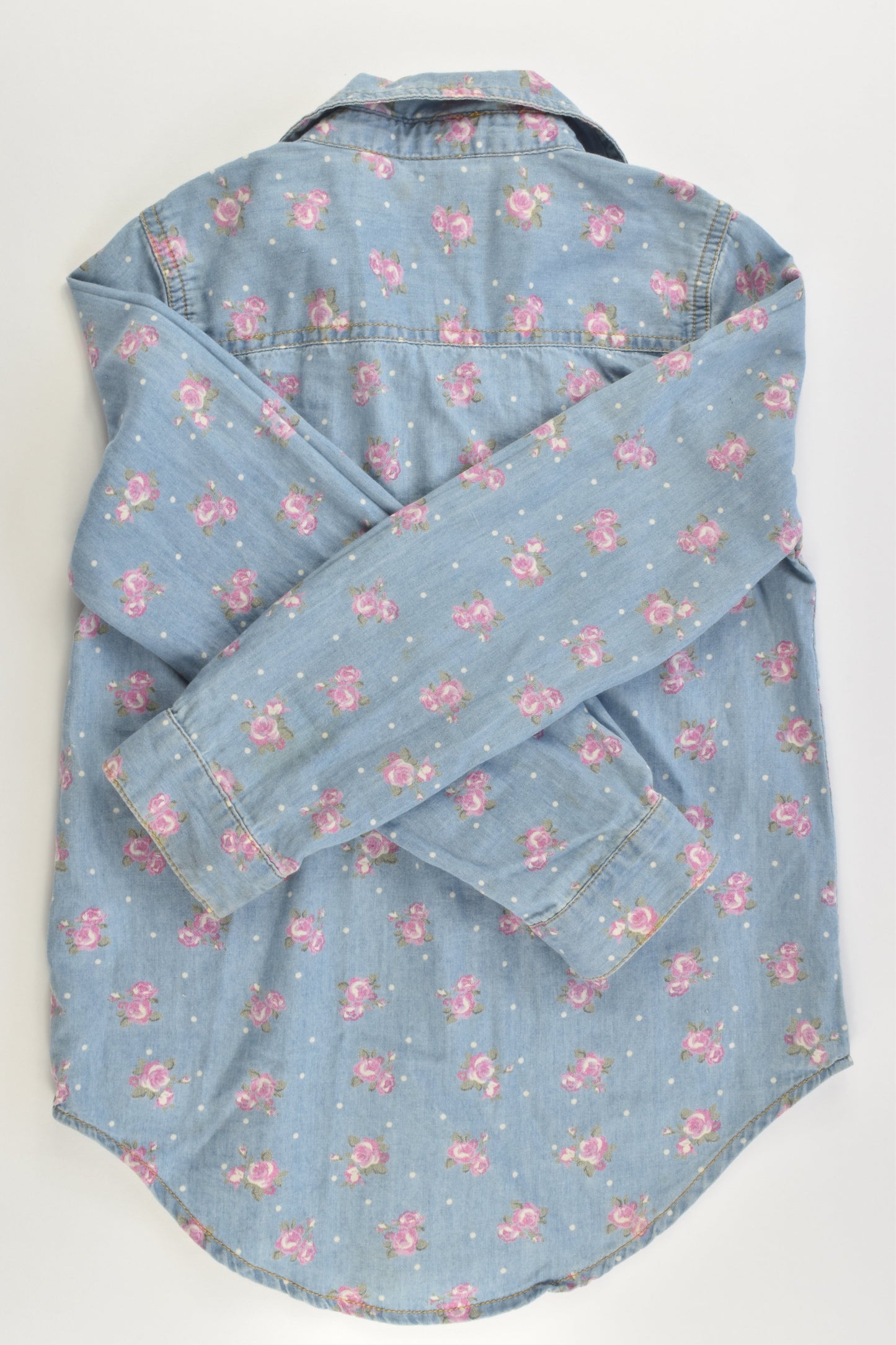 Fun Spirit Size 7 (125 cm) Lightweight Floral Denim Shirt