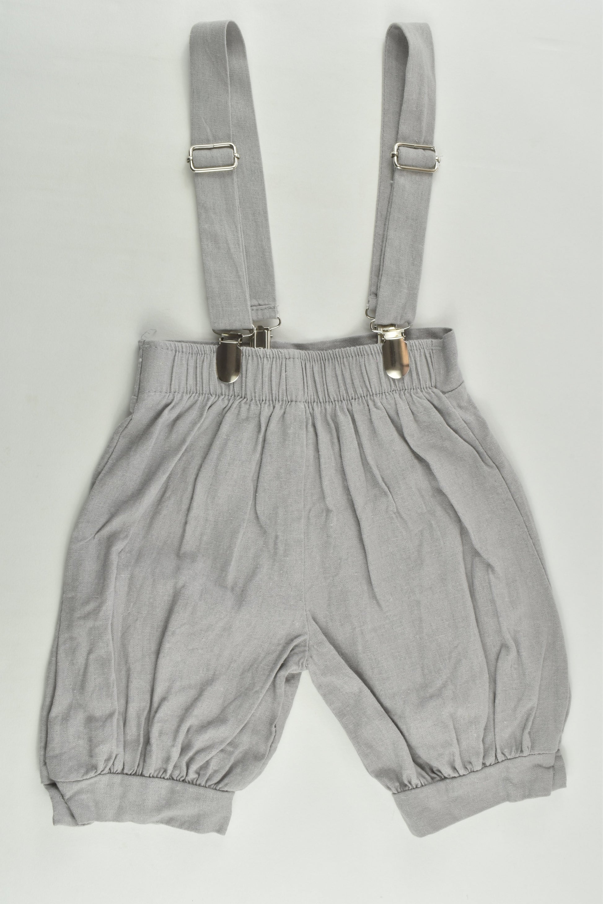 G827 Size 1 (12-18 months) Linen Suspender Shorts