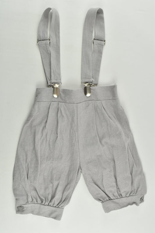 G827 Size 1 (12-18 months) Linen Suspender Shorts