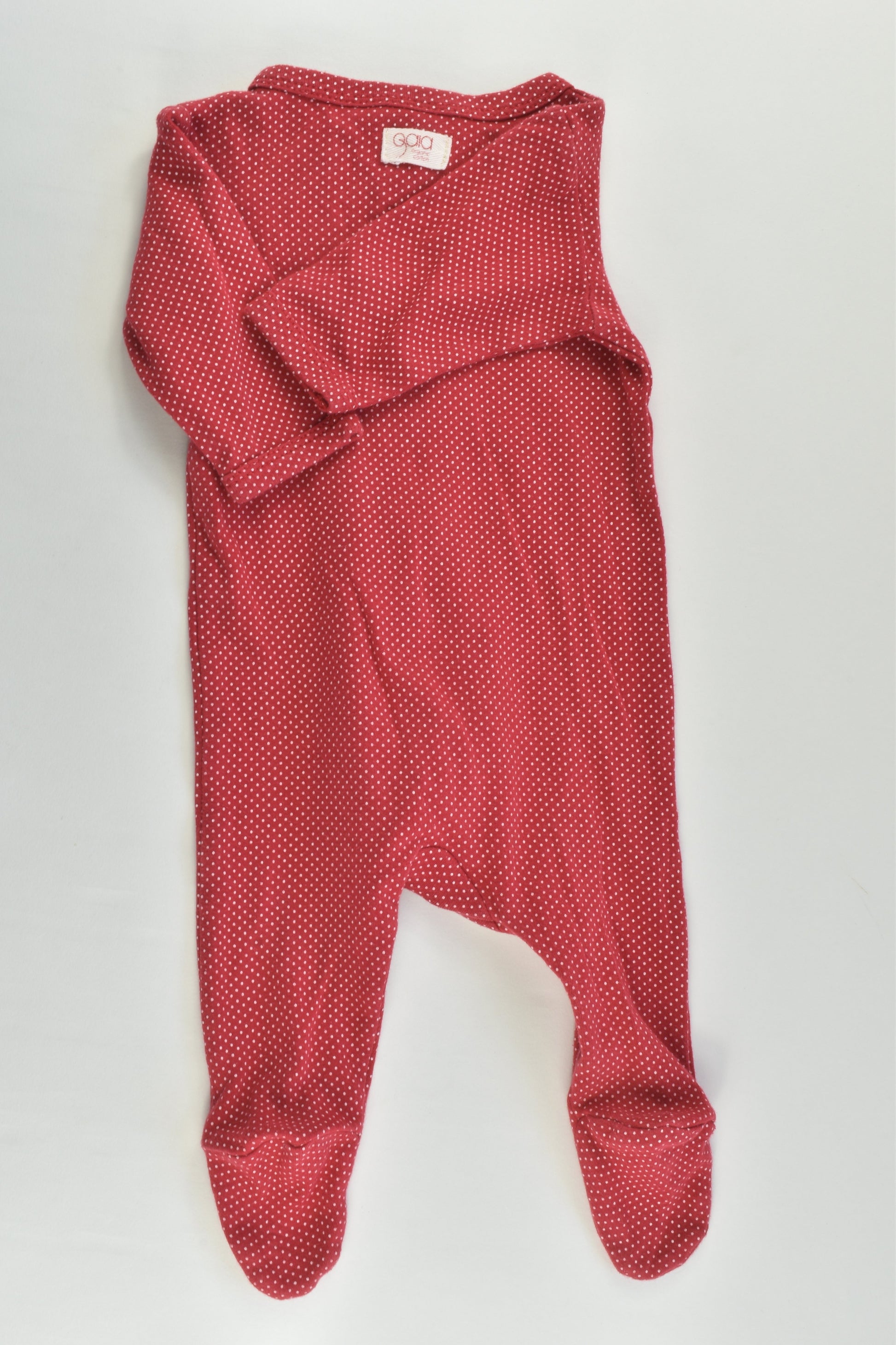 Gaia Size 000 (62 cm) Dots and Ruffle Organic Cotton Footed Romper