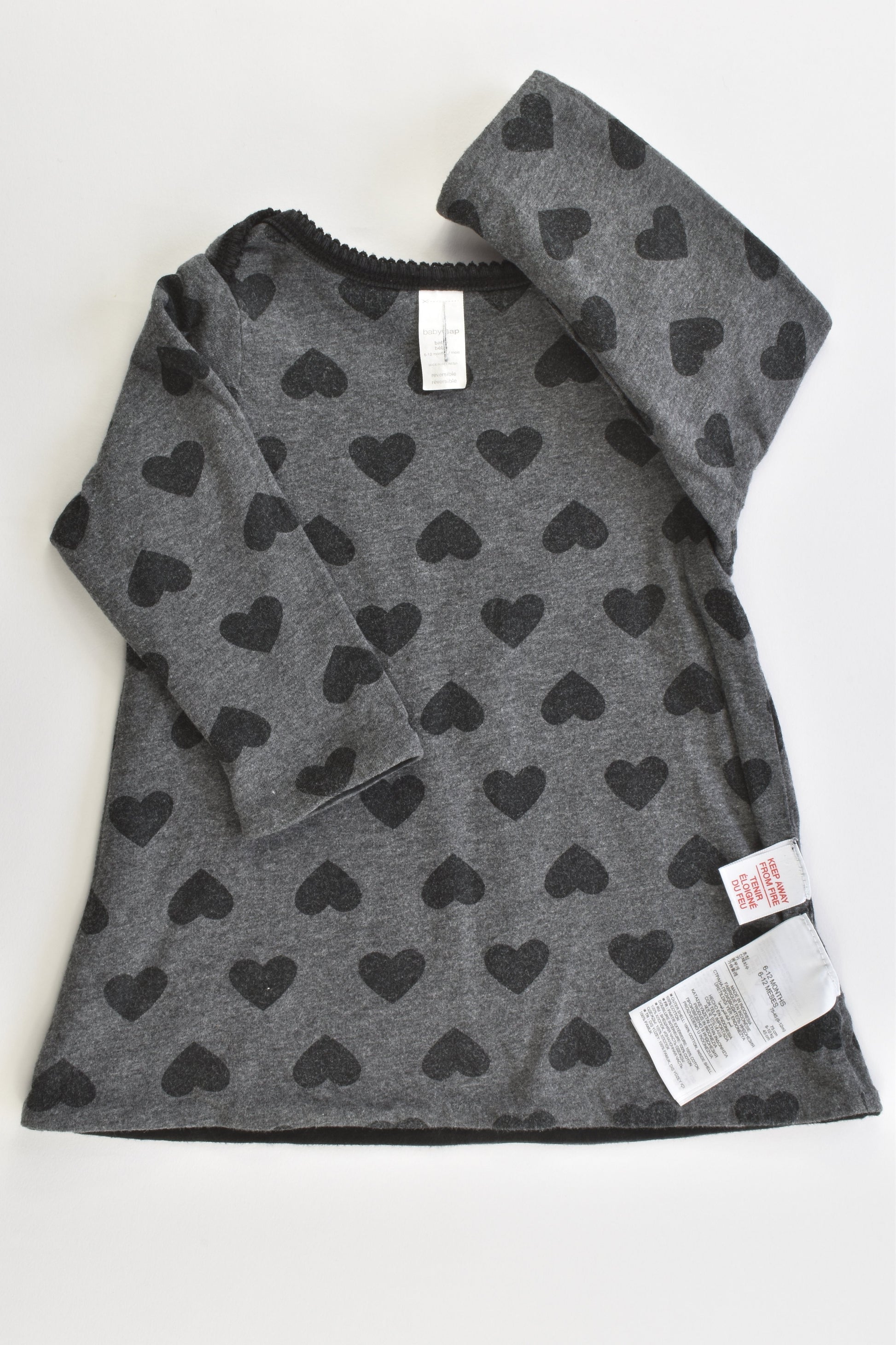 Gap Size 0 (6-12 months) Reversible Stripes/Love Hearts Top/Tunic