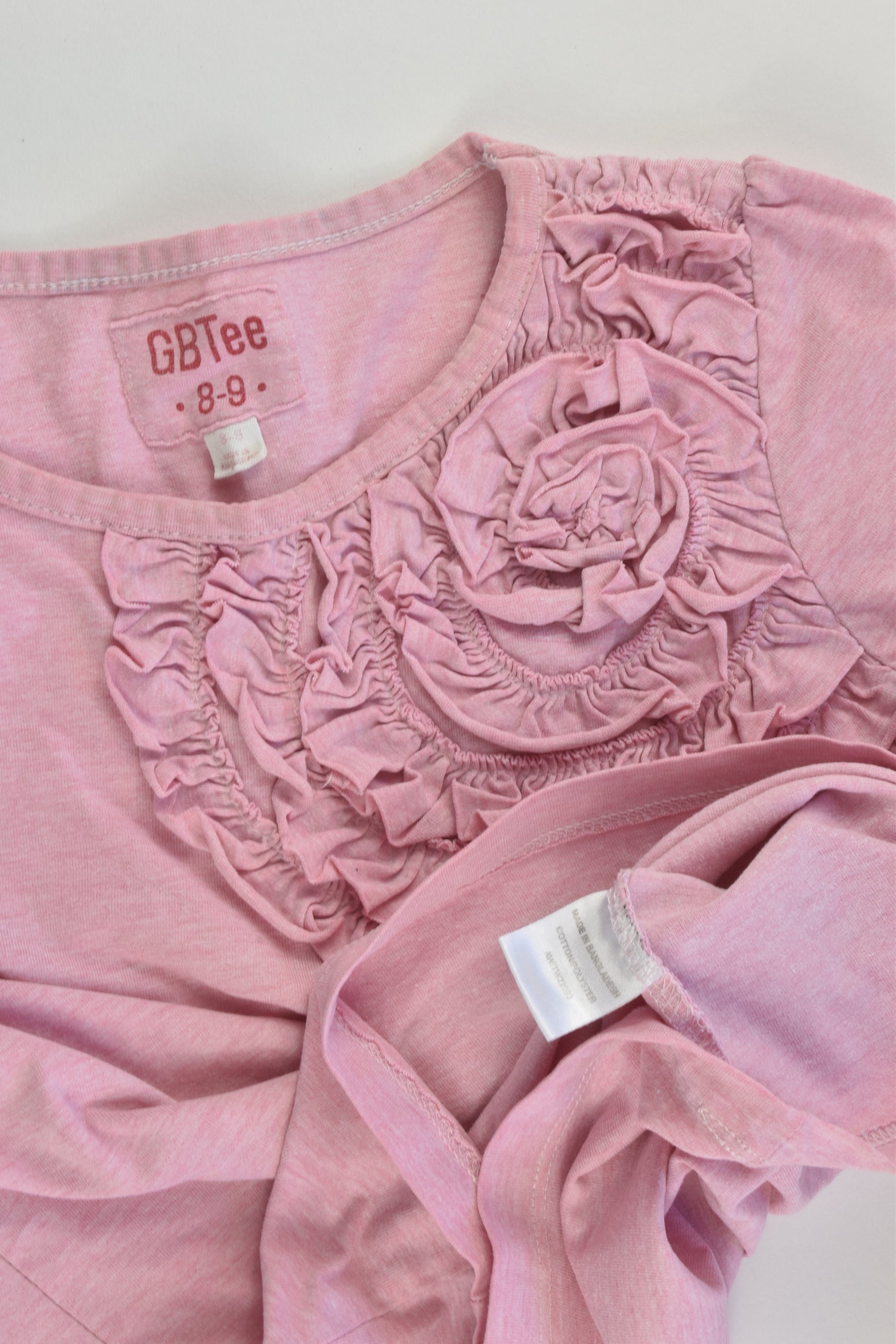 GB Tee Size 8-9 Top with Ruffle Flower