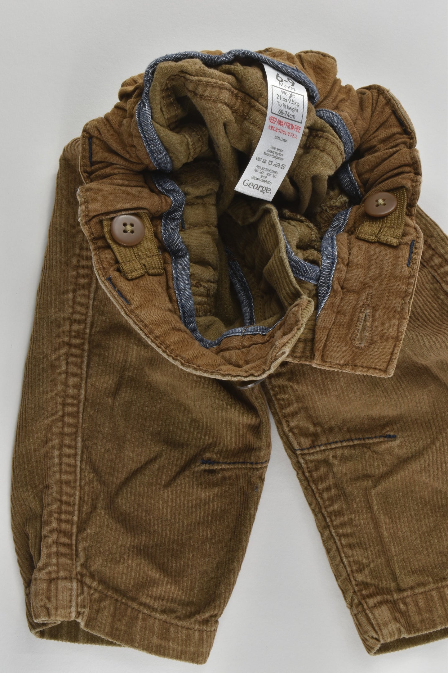 George Size 0 (6-9 months, 68-74 cm) Cord Pants