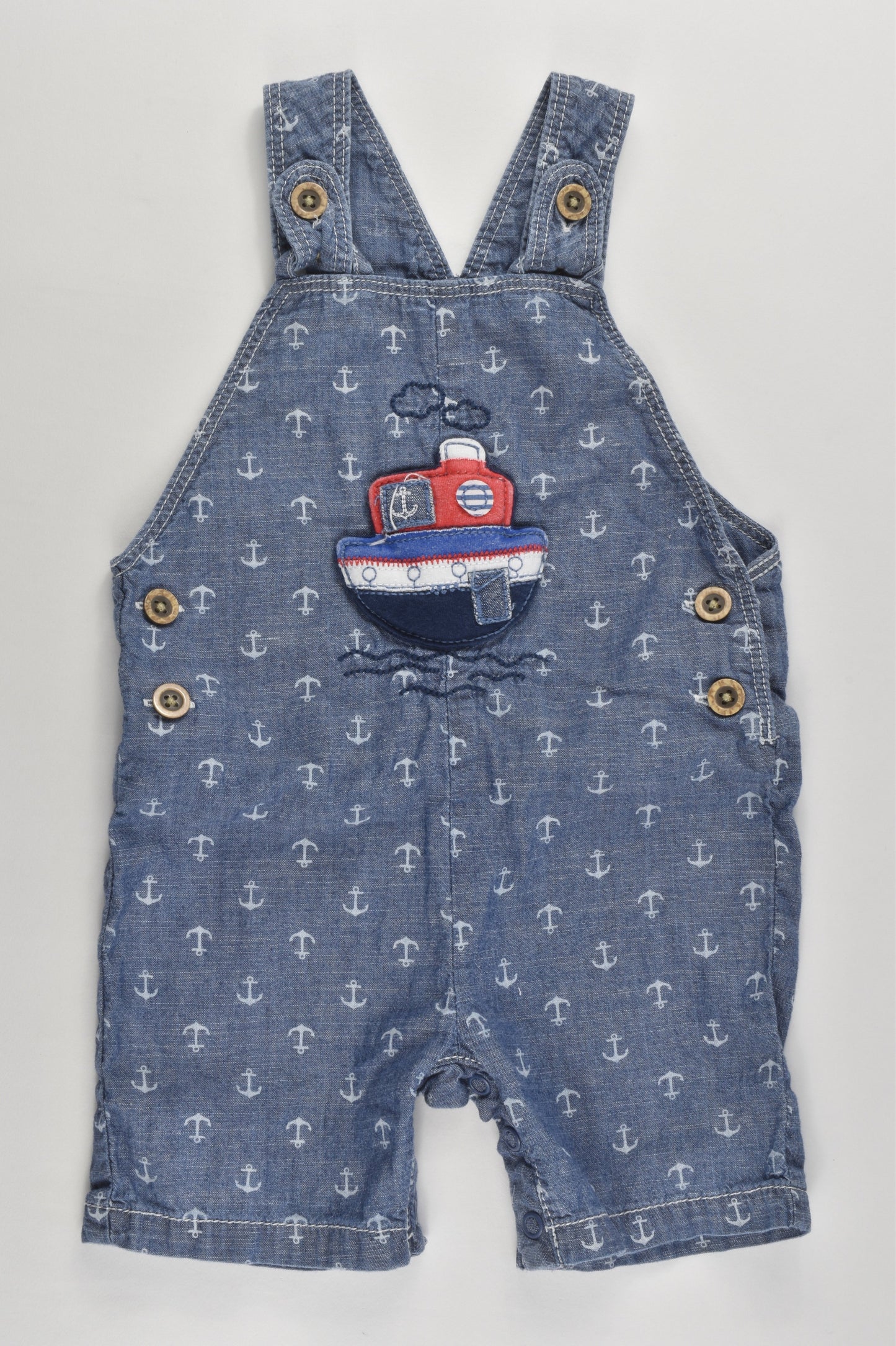 George Size 0 (6-9 months, 68-74 cm) Nautical Lightweight Denim Short Overalls