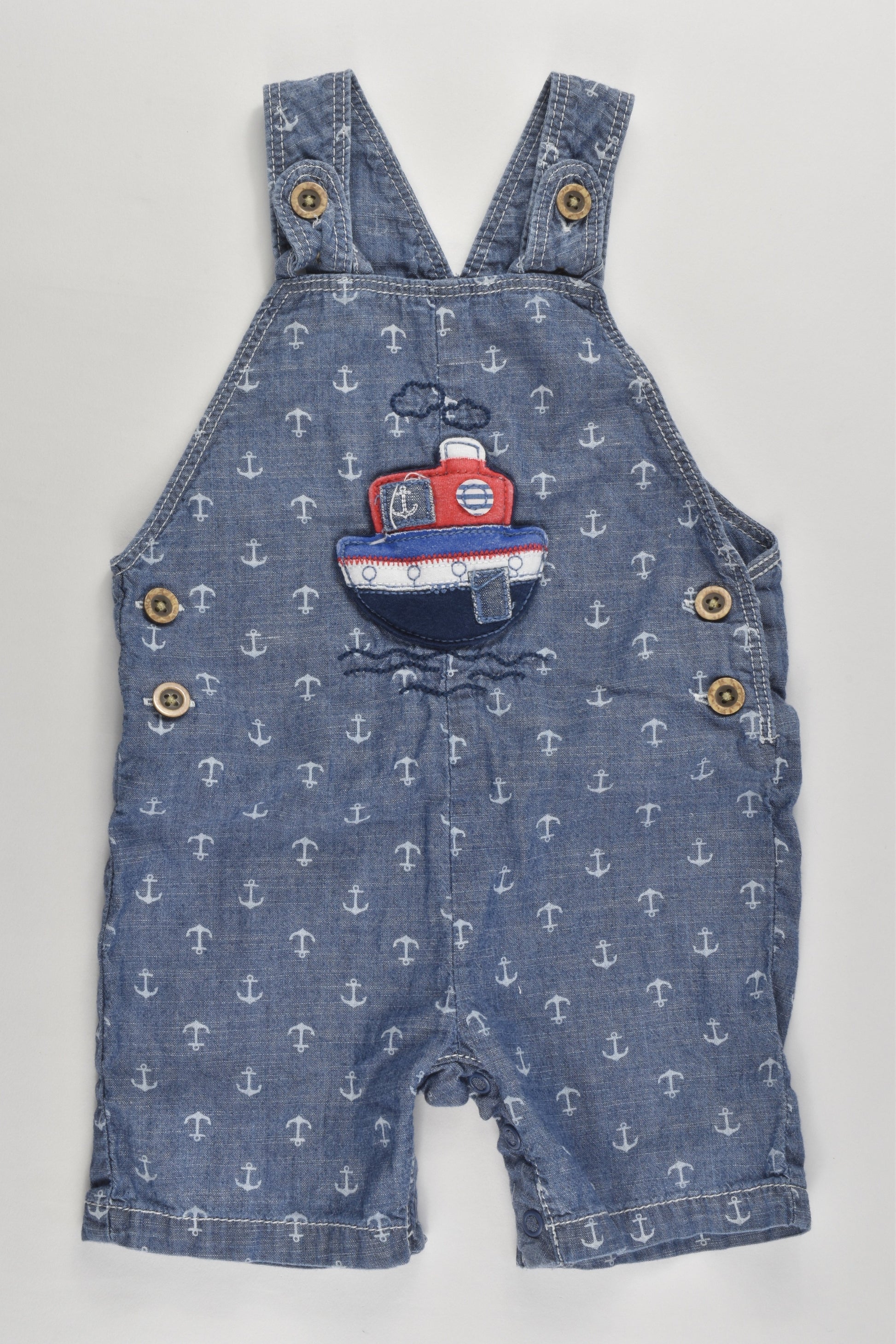 George Size 0 (6-9 months, 68-74 cm) Nautical Lightweight Denim Short Overalls