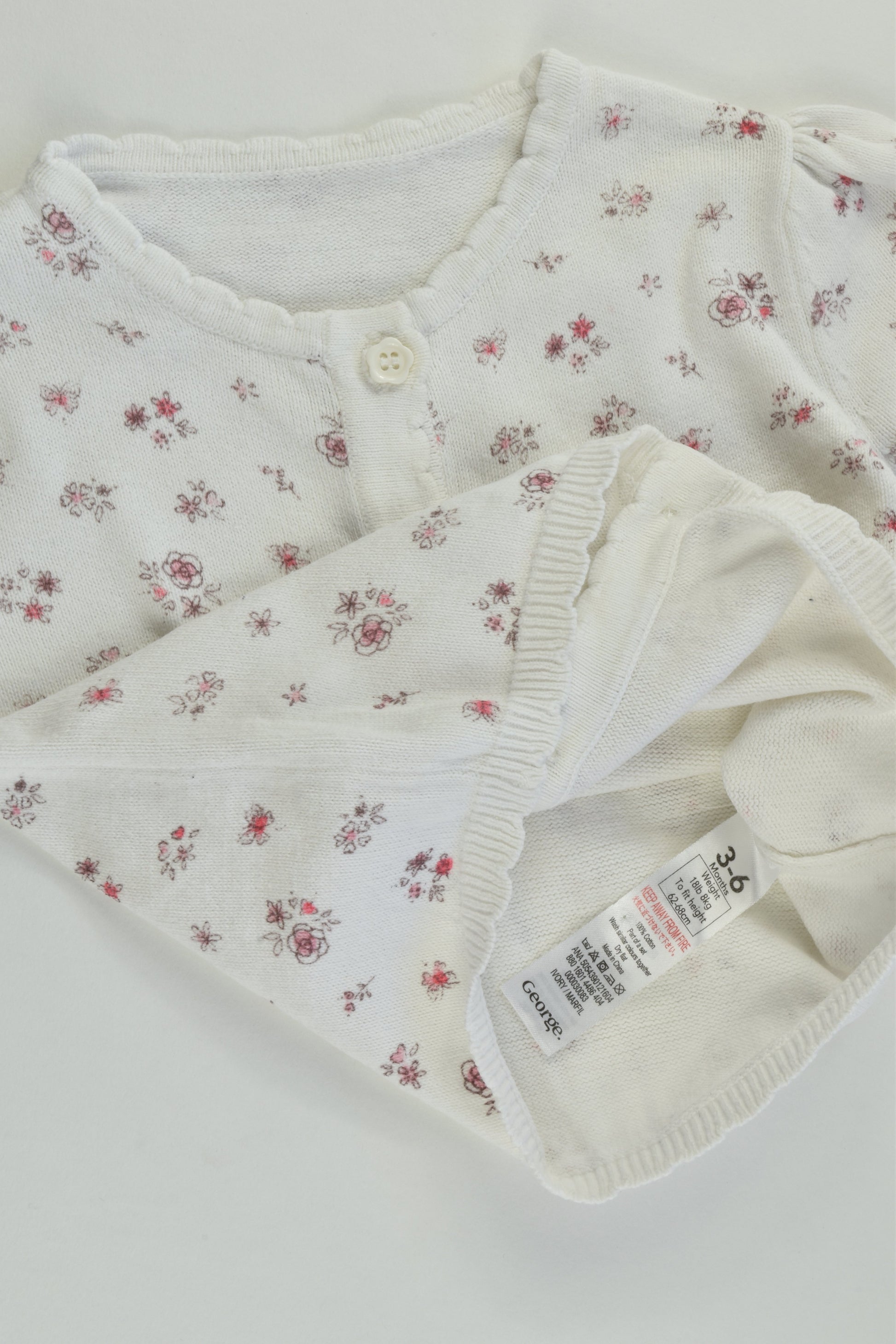 George Size 00 (3-6 months) Floral Cardigan