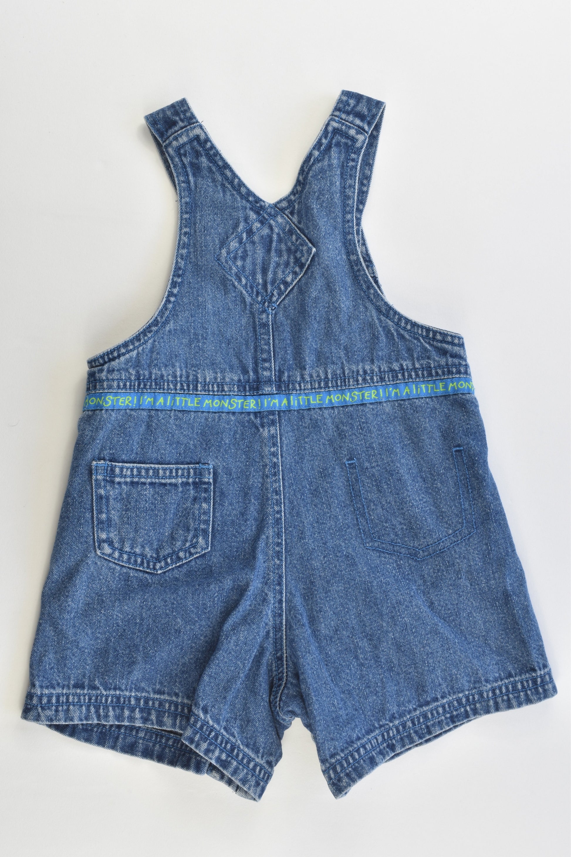 George Size 00 (3-6 months) 'Monster' Denim Short Overalls