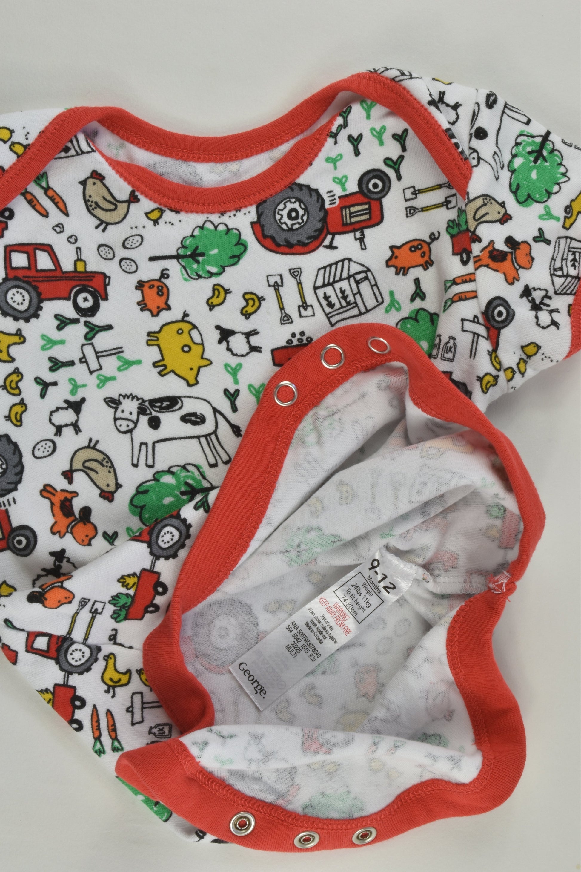 George Size 00 Farm Animals Bodysuit